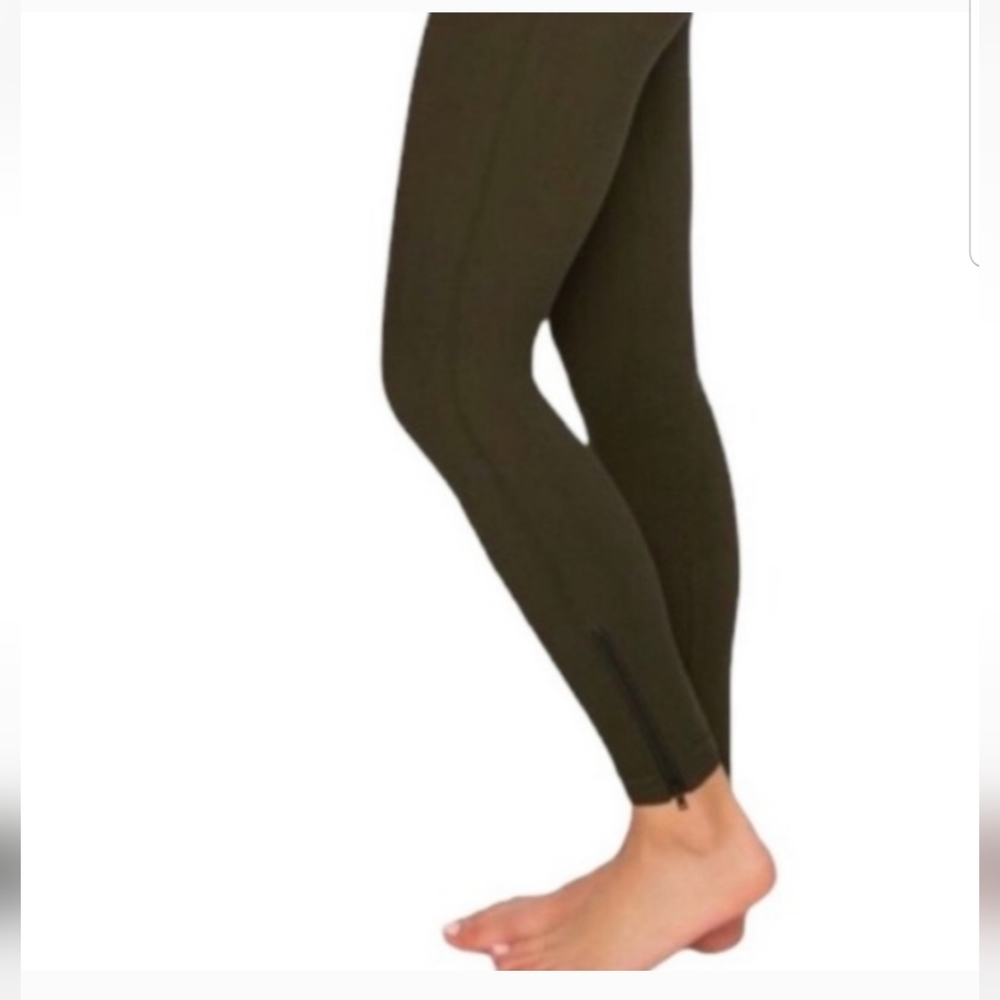 Spanx Seamless Side Zip Leggings Women's Size XL Olive Green